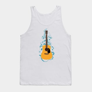 Natural Dreadnought Acoustic Guitar Flowering Vines Tank Top